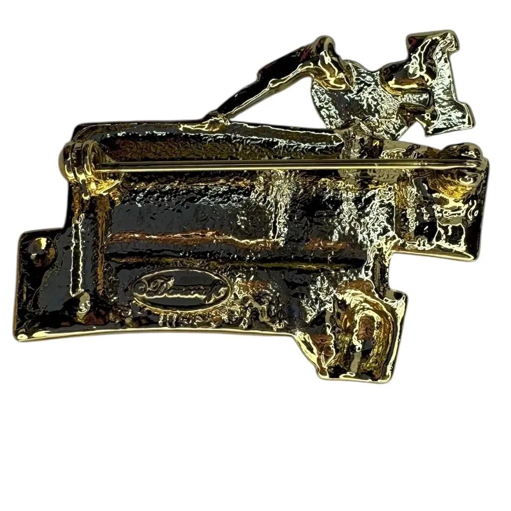 Danecraft NWOT Charming Gold and Black Crossword Puzzle Brooch - Image 2