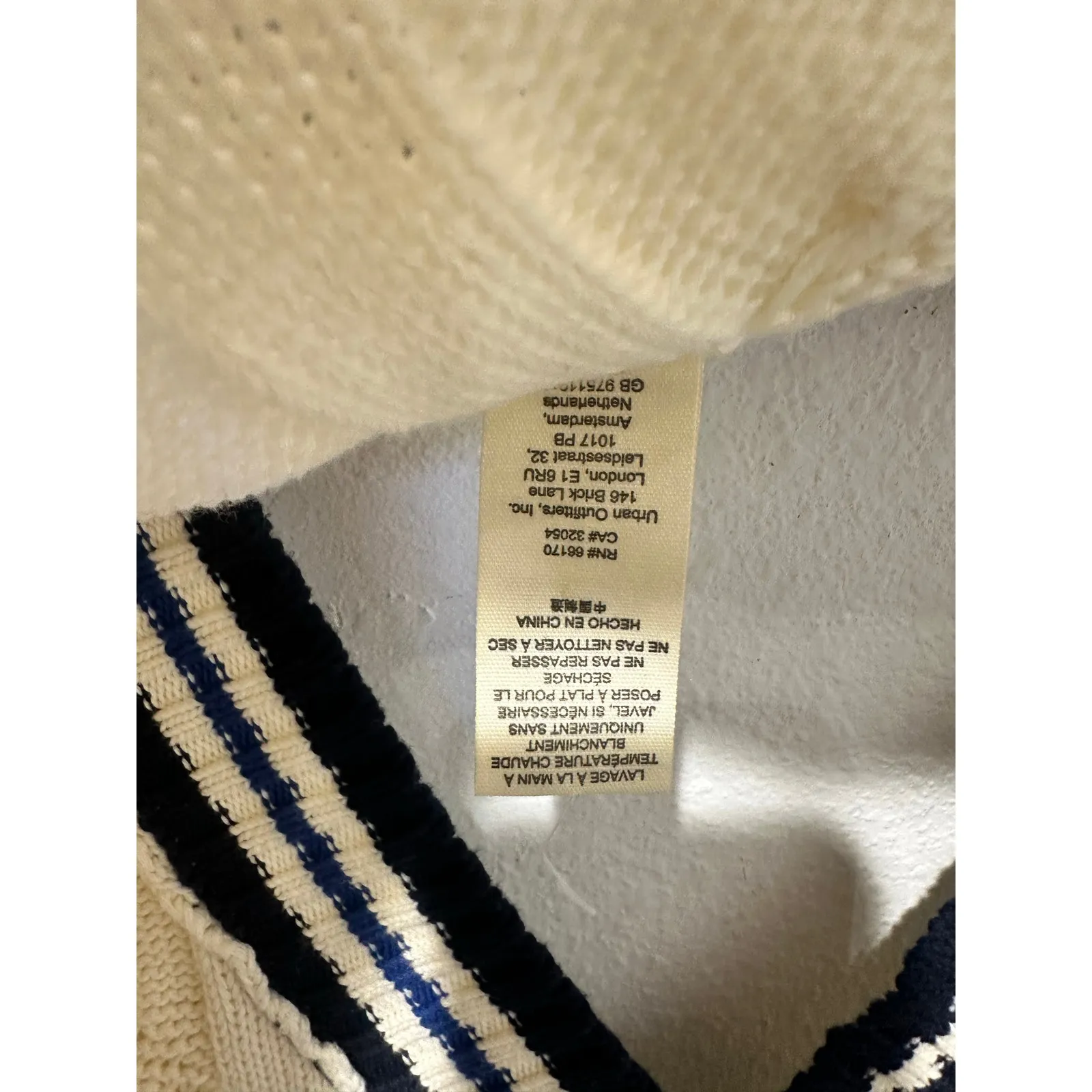 FREE PEOPLE NWOT Navy Blue Cream Coastal Preppy Poncho Cable Knit Sweater OS - Image 10