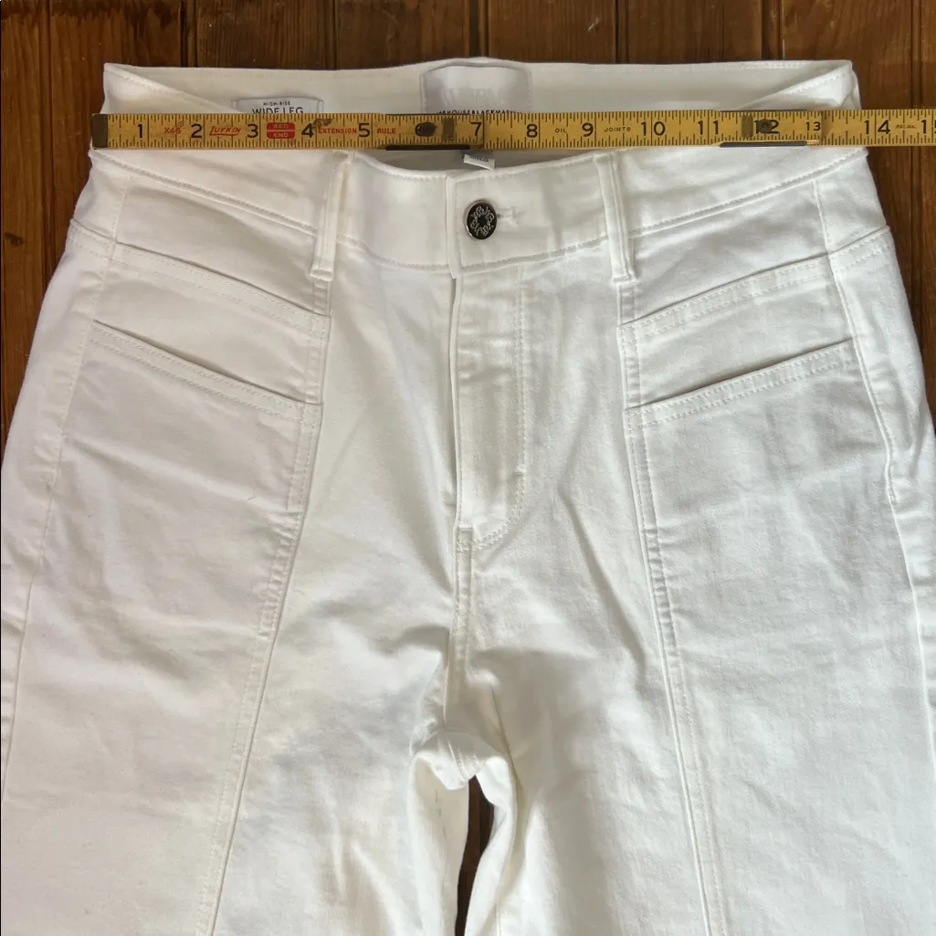 White House Black Market White wide leg high rise Flare Jeans pants size 6 s - Image 4