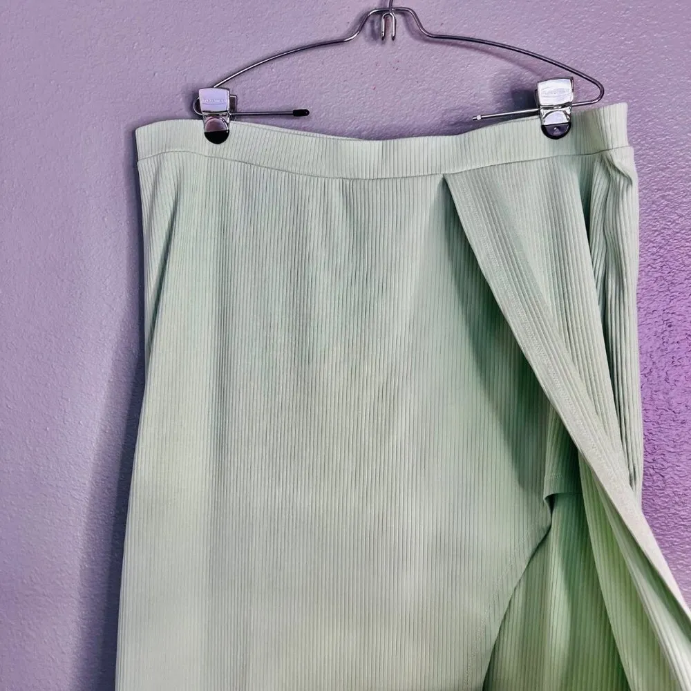 NWOT Eloquii Mint Green High Slit Ribbed‎ Maxi Skirt Plus Size 18 / 20 - Image 7