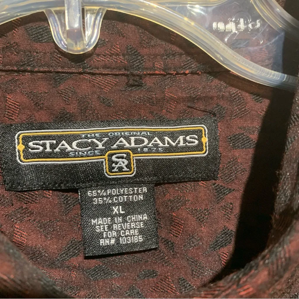 Stacy Adams Dark Brown Patterned Shirt Size XL - Image 2