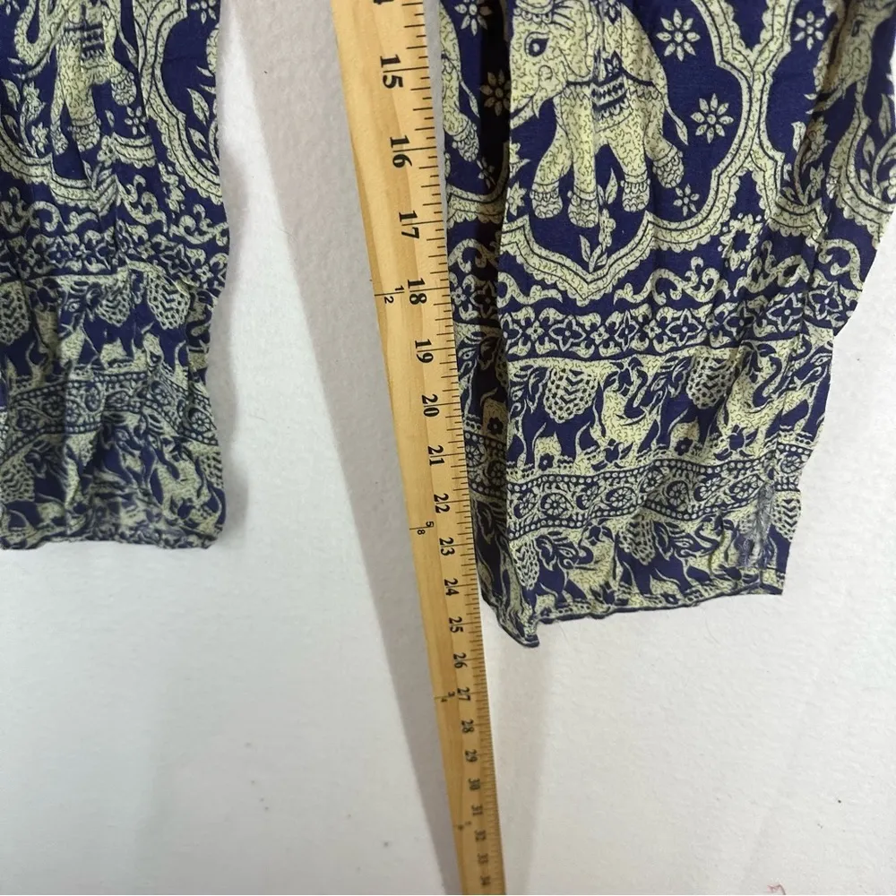 Indian Elephant Harem Boho Flowy Pants Woman’s Medium Blue - Image 3