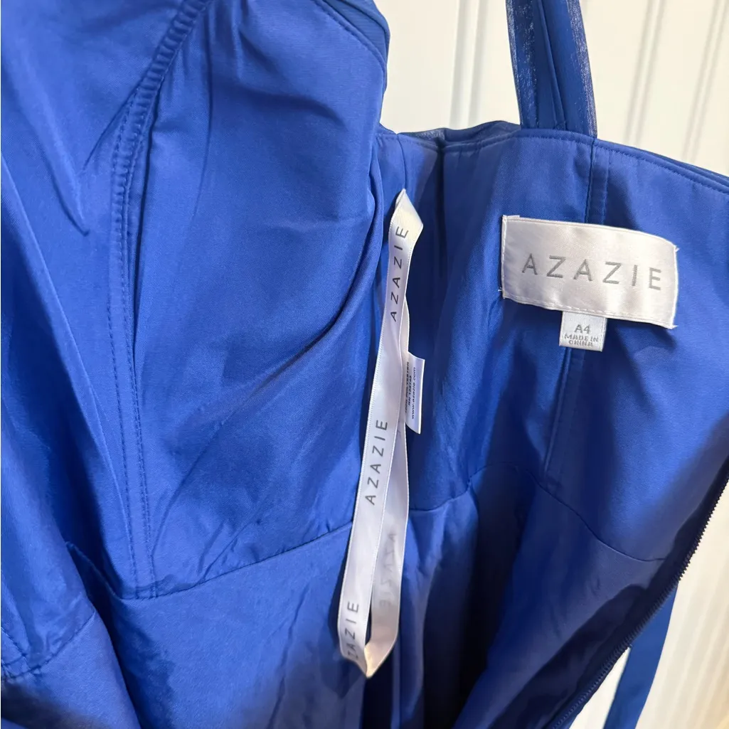 💙 Azazie Dory Pleated Chiffon Dress – Royal Blue – Size A4 (US 4) - Image 10