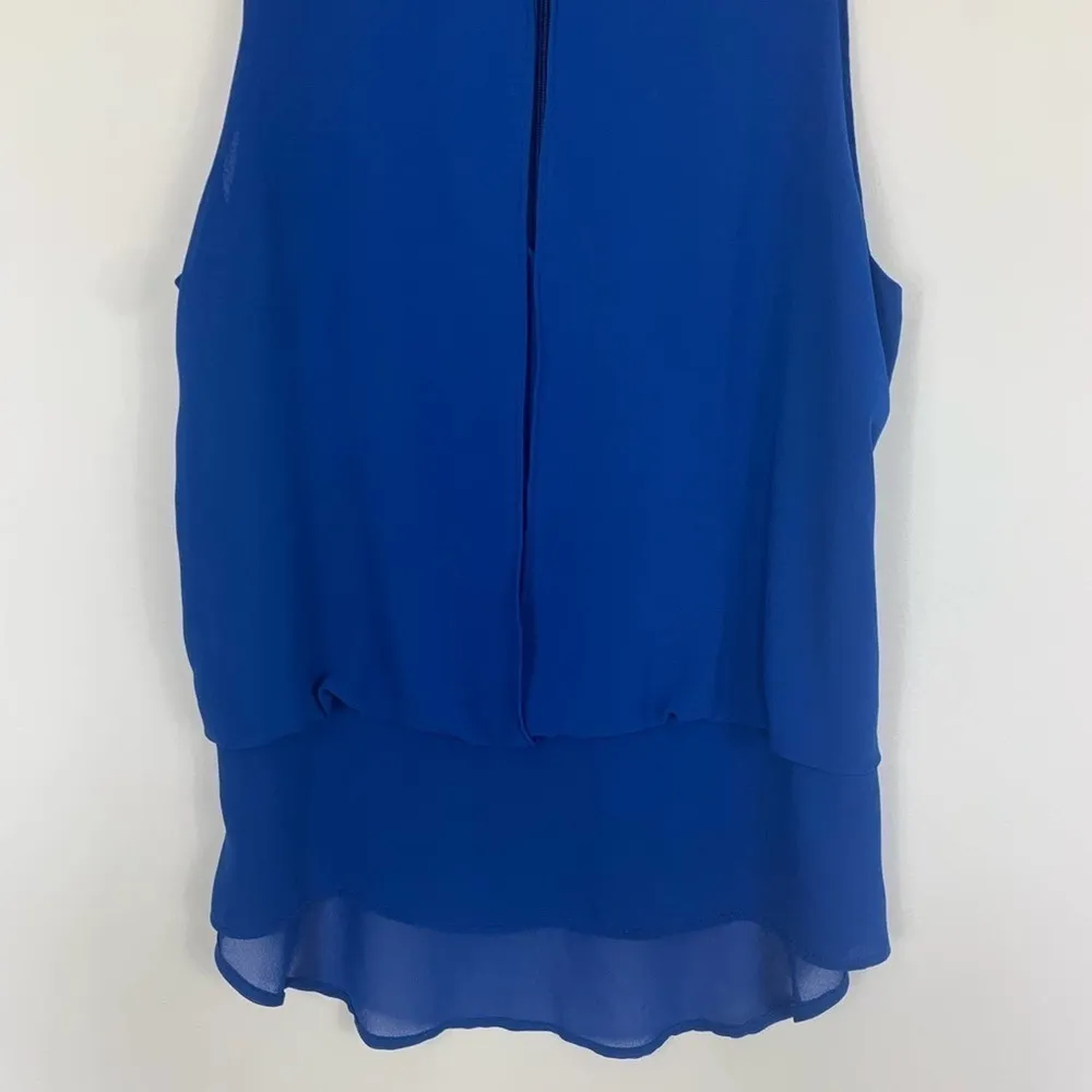 Naked Zebra Royal Blue Chiffon Sleeveless Blouse Medium - Image 4