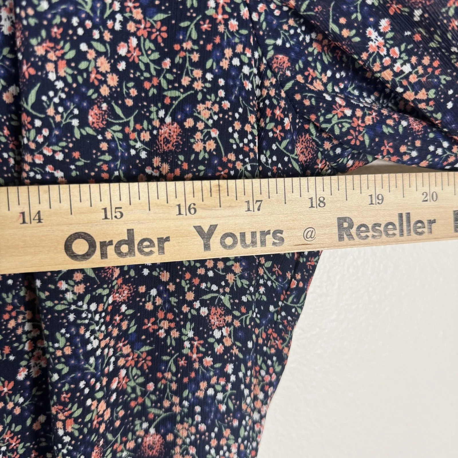 J. Crew Mercantile Dress Womens Extra Small Navy Blue Floral Long Sleeve XS - Image 10