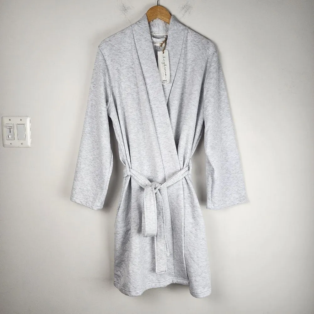 NWT Daydream by Berkshire Quilted Robe Light Grey Pockets Cotton Blend Size L Size L - Image 7