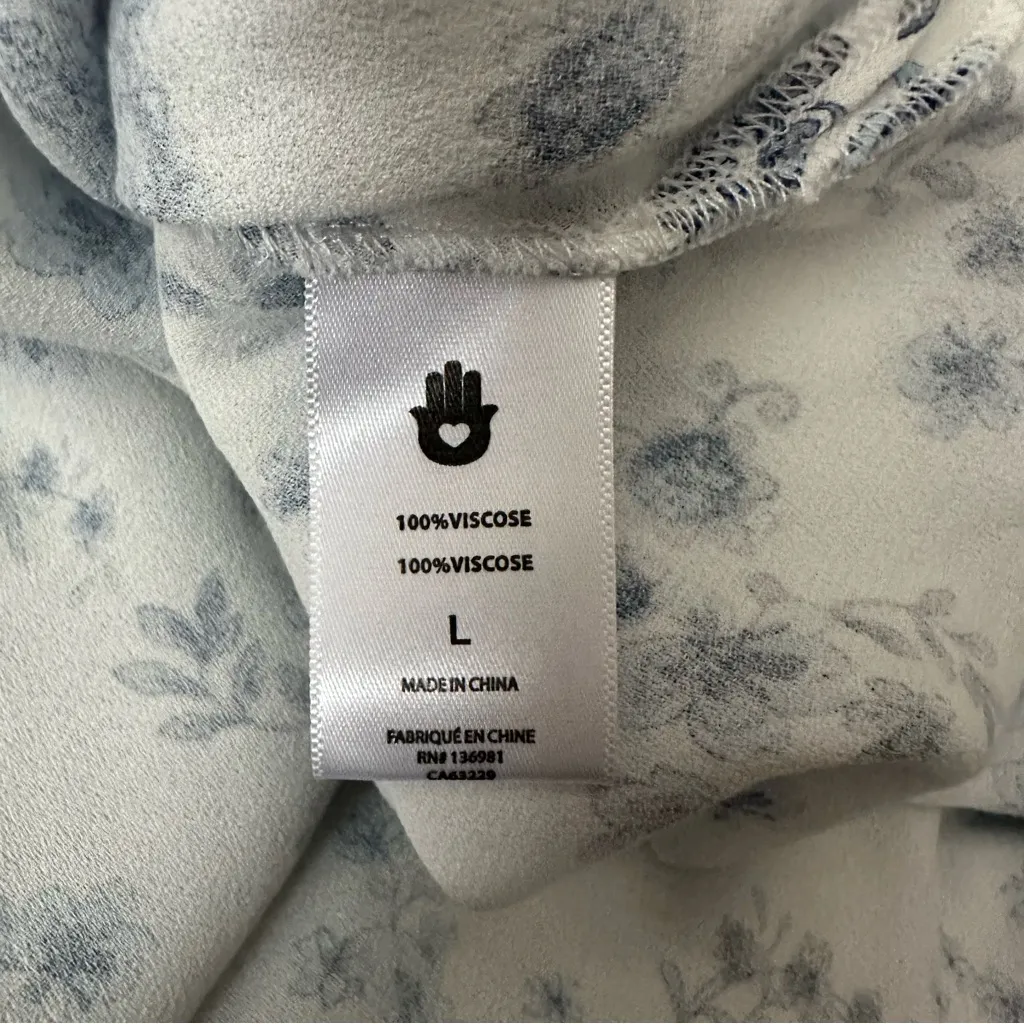 Spiritual Gangster Blue Paisley Floral Print White Midi Slip Dress Size Large - Image 12