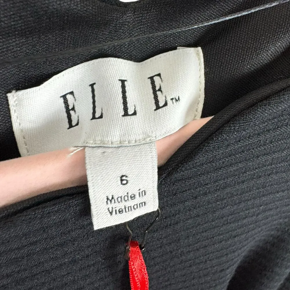 Elle NWT Black Textured Cap Sleeve Scalloped Hem Sheath Dress Stretch Size 6 - Image 6