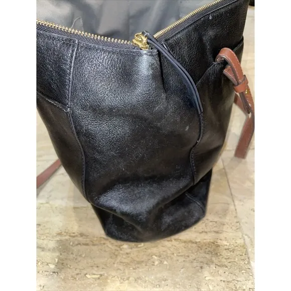 Fossil Rachel Leather Tote Handbag Black/Brown Purse Shoulder Bag MSRP $230‎ - Image 8