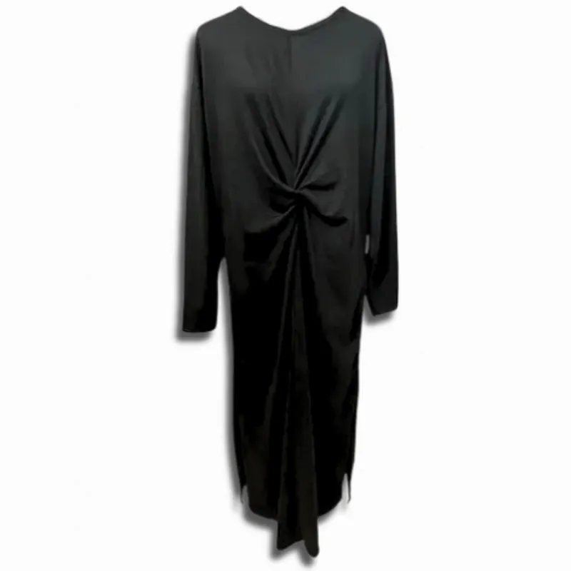 River Island Midi Shift Dress Twist Front Knot Long Sleeve Black Women's 16 NWOT - Image 2