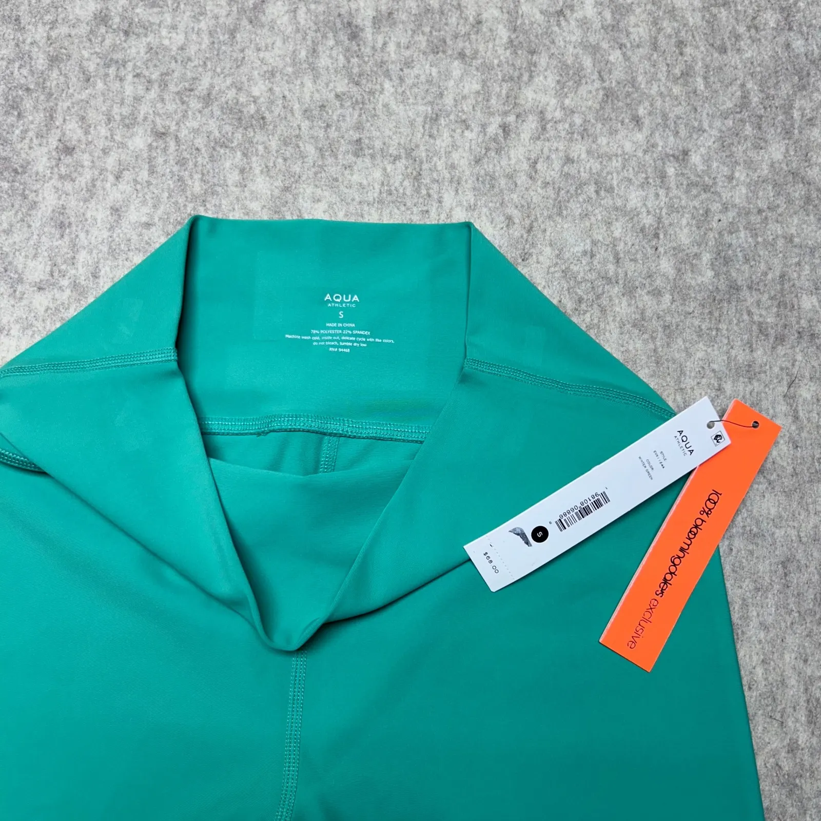 AQUA Womens Green Scalloped Hem High Waist Leggings Size S Reticket - Image 3