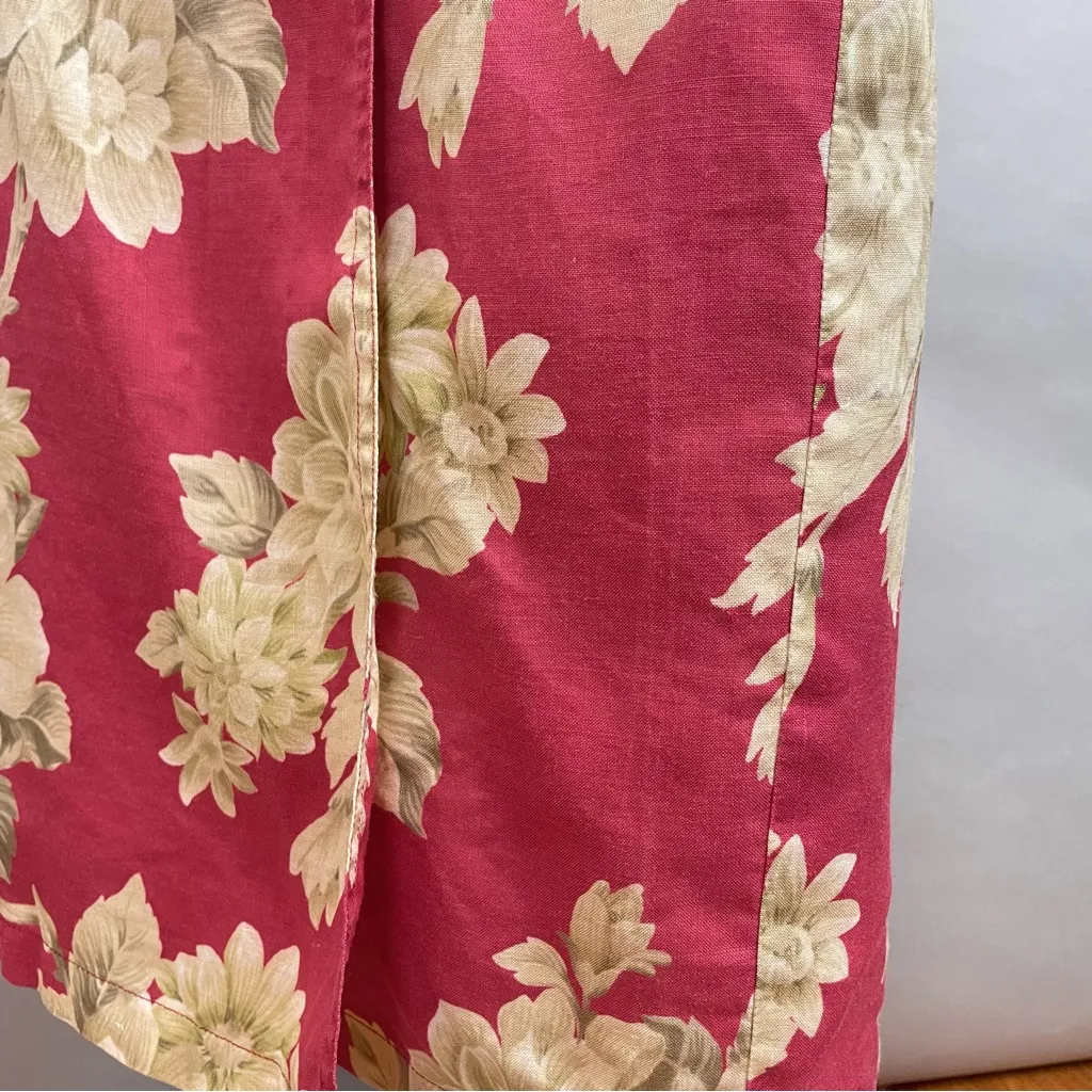 Evan-Picone Two Piece Dress Wrap Skirt Top Matching Floral Faded Red Size 10 Med - Image 11