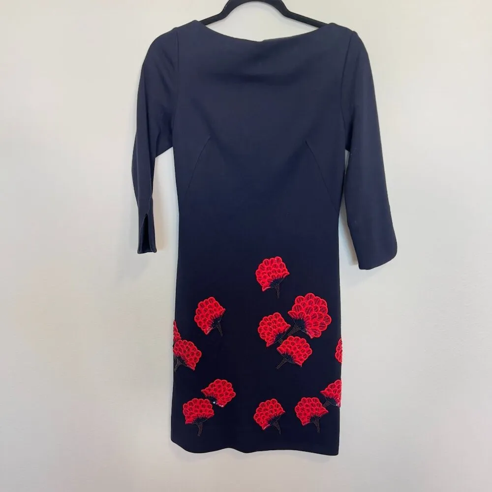 TORY BURCH Etta Blue Wool Blend Bead & Sequin Embellished Mini Dress Women Sz S - Image 3