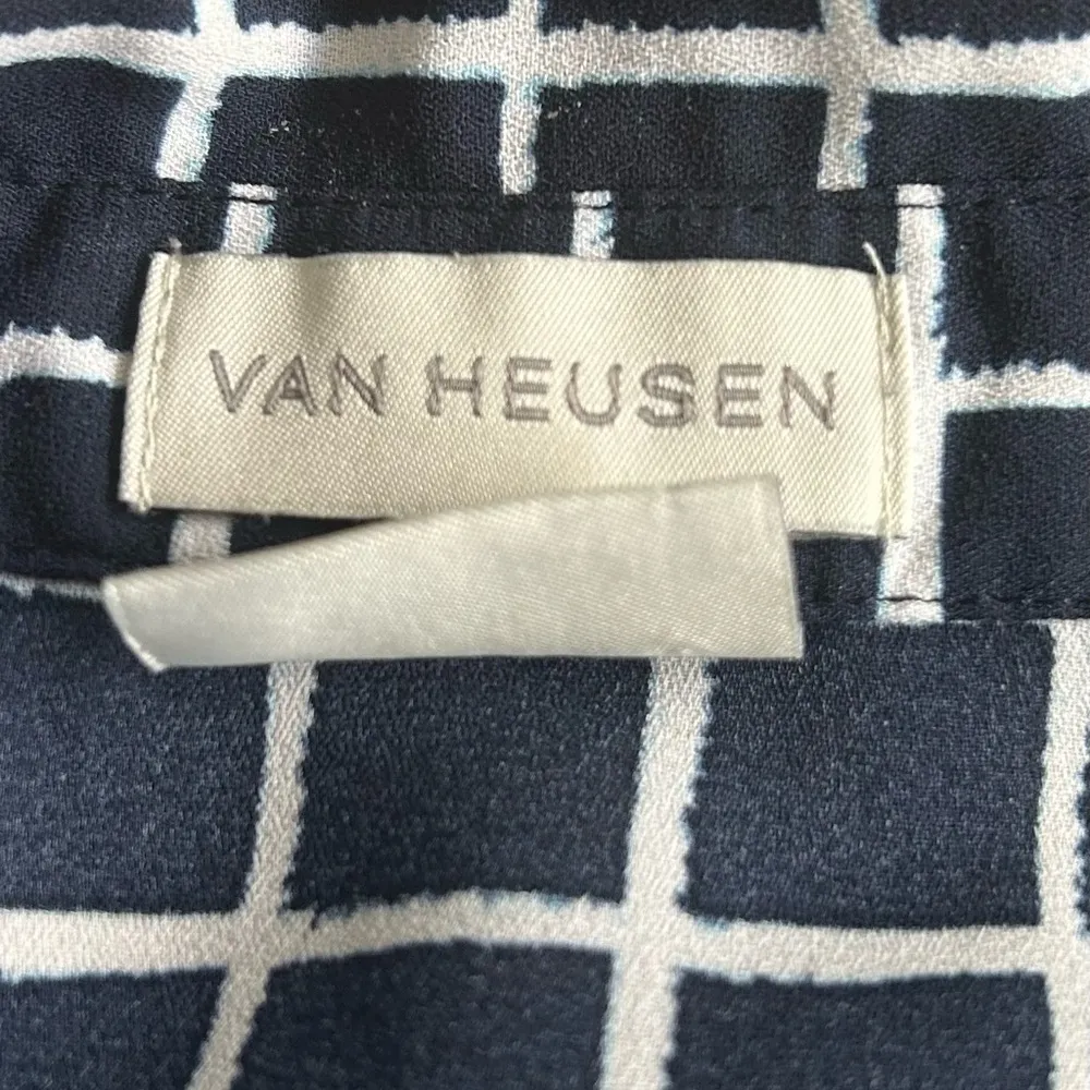 Van Heusen Black and White Sleeveless Notched Collar Blouse - Image 6