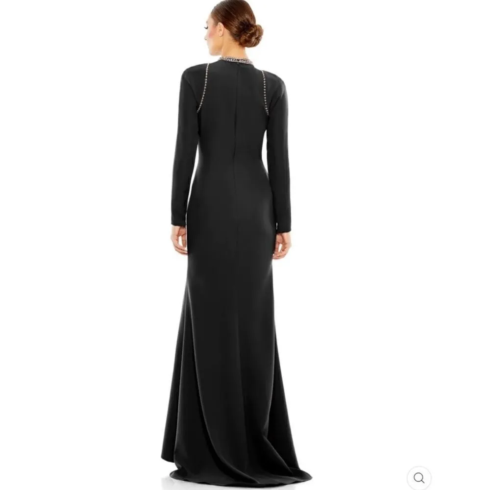 NWT Mac Duggal Raglan Long Sleeve Black Gown - Image 5