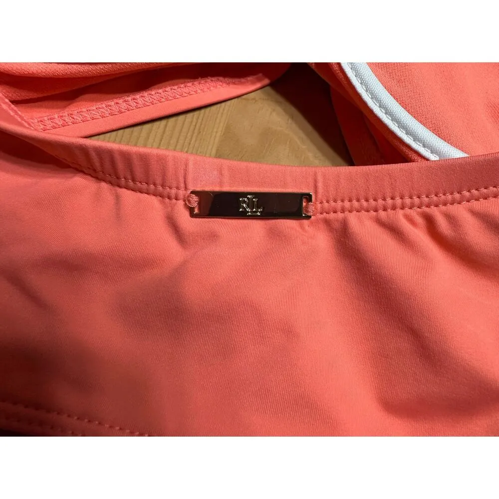 Lauren Ralph Lauren Colorblock One Piece Swimsuit Women 16 Preppy Beach Summer Pink - Image 7