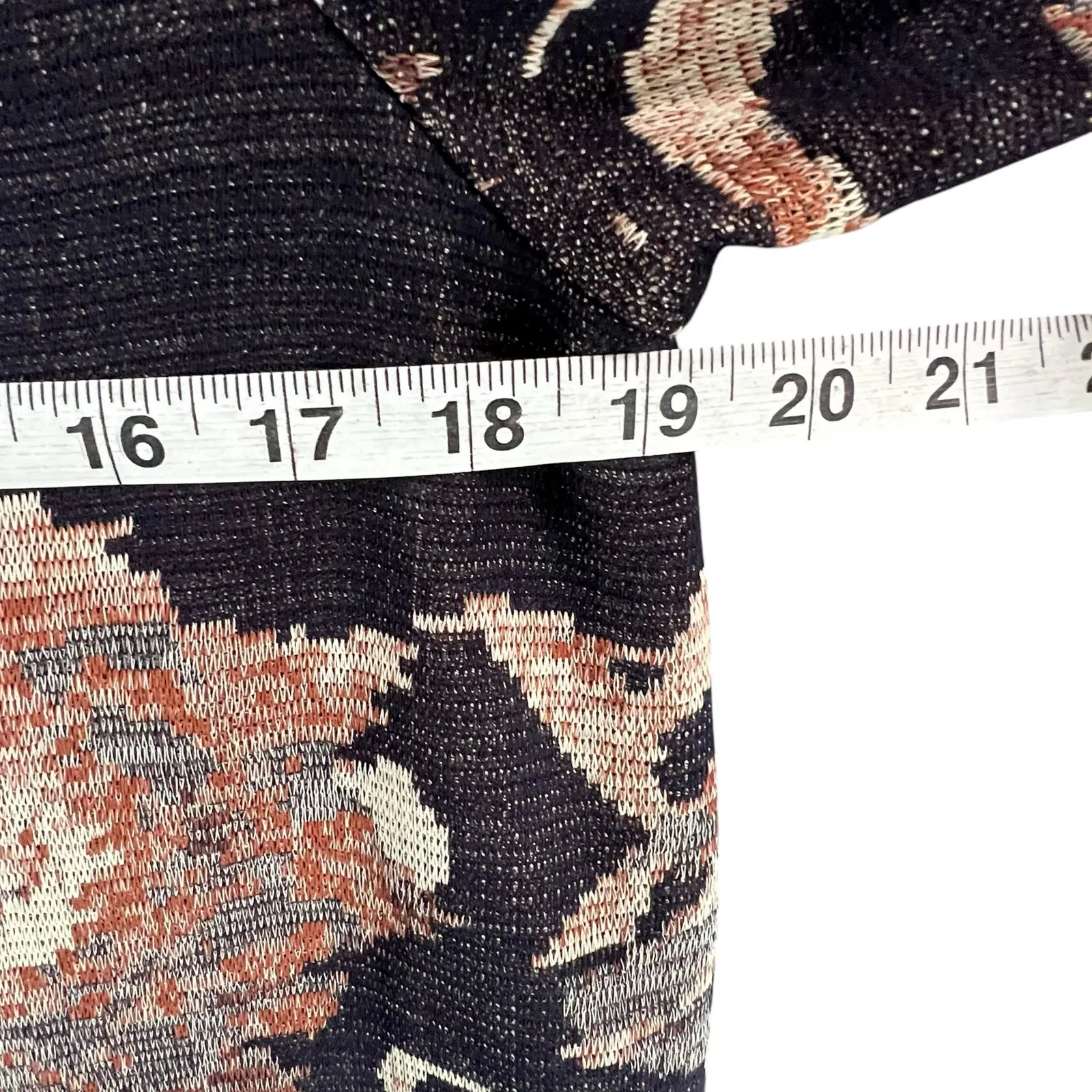 Misook Blazer XS Black Tan Floral Jacquard Tapestry Knit Jacket Buckle Old Money - Image 8