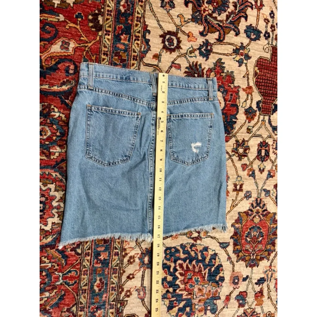 Current/Elliott High Waist Distressed Denim Mini Skirt Size 27 USA Made - Image 7