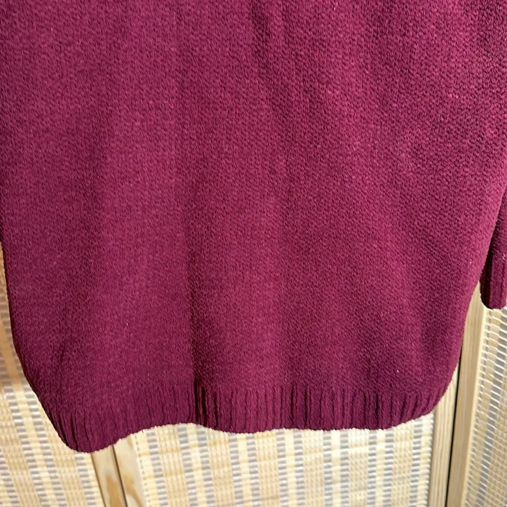 Arizona Jean Co Burgundy Red Loose Cable Knit Vneck Soft Sweater X Large - Image 12
