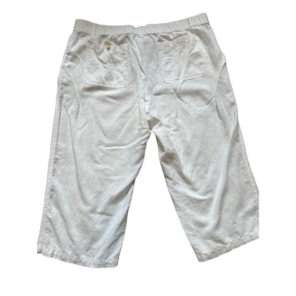 Liz Claiborne White Linen Cotton Blend Capris women’s Sz XL Pull-on Style - Image 2