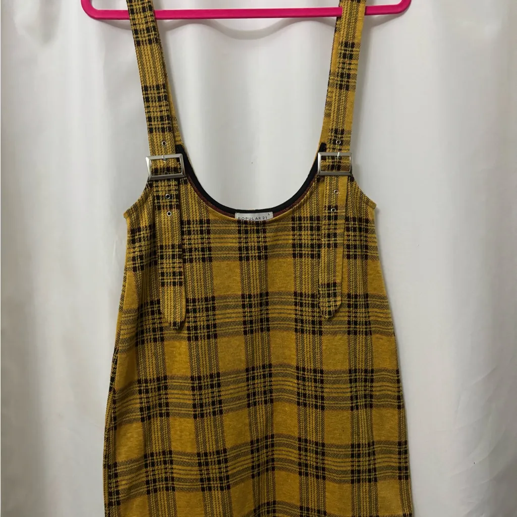 Yellow Plaid Mini Dress - Image 2