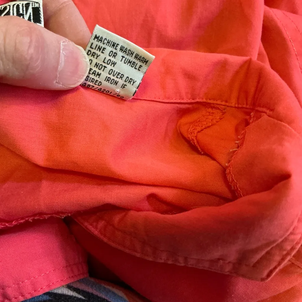 Vtg 70s orange girly button down top Size 18 - Image 4