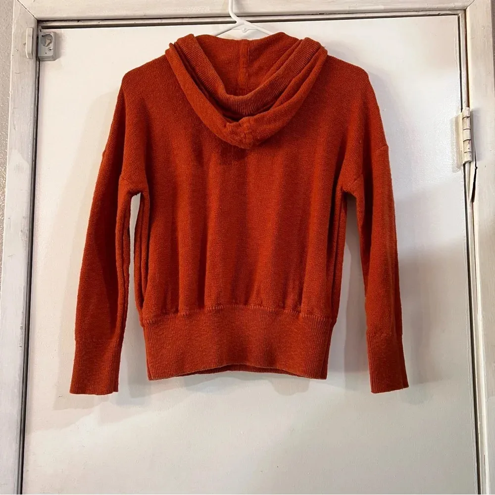 Madewell Clairview Hoodie Sweater Crop Sporty Short Textured Vintage Orange XXS - Image 5
