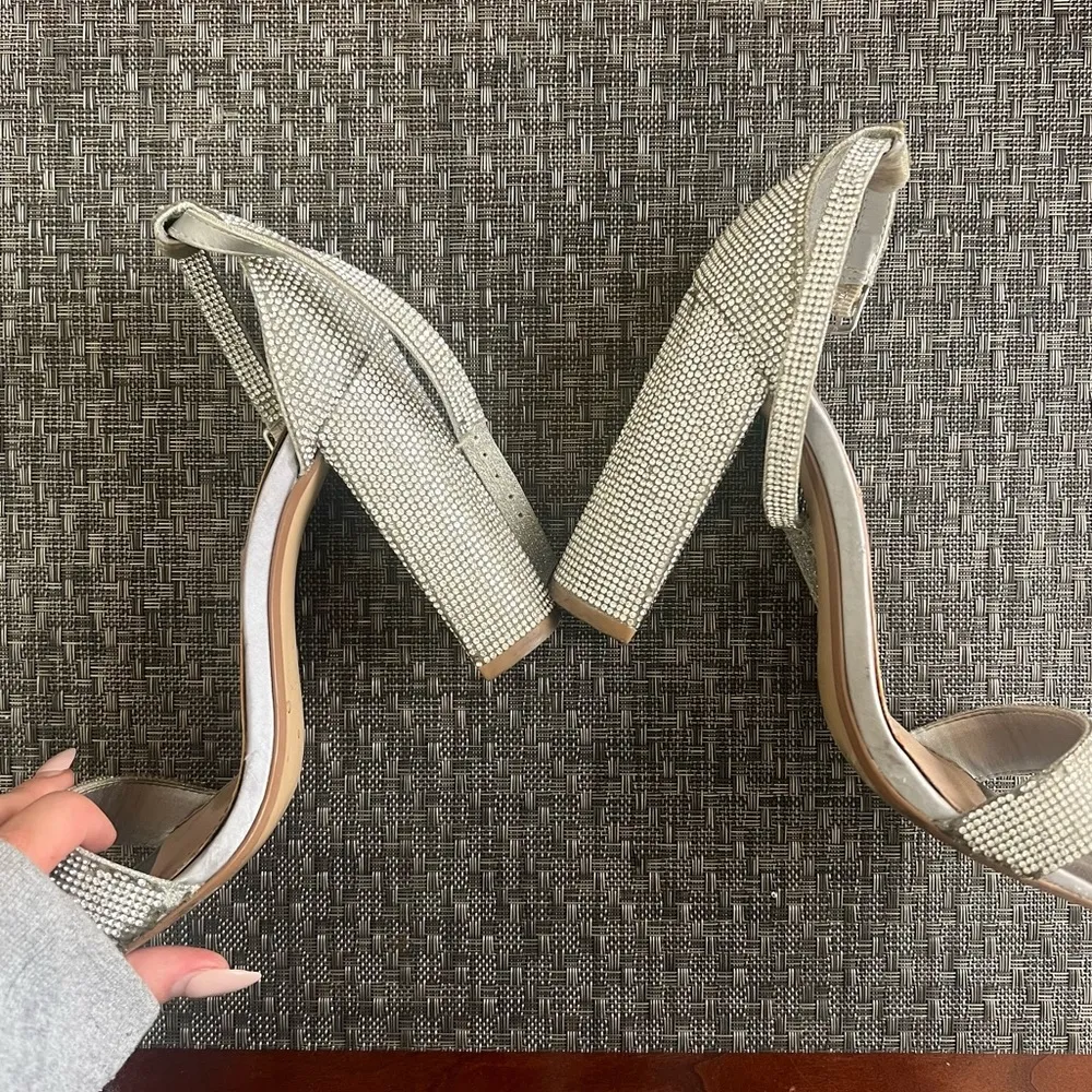 Steve Madden Silver Rhinestone Heels - Image 2