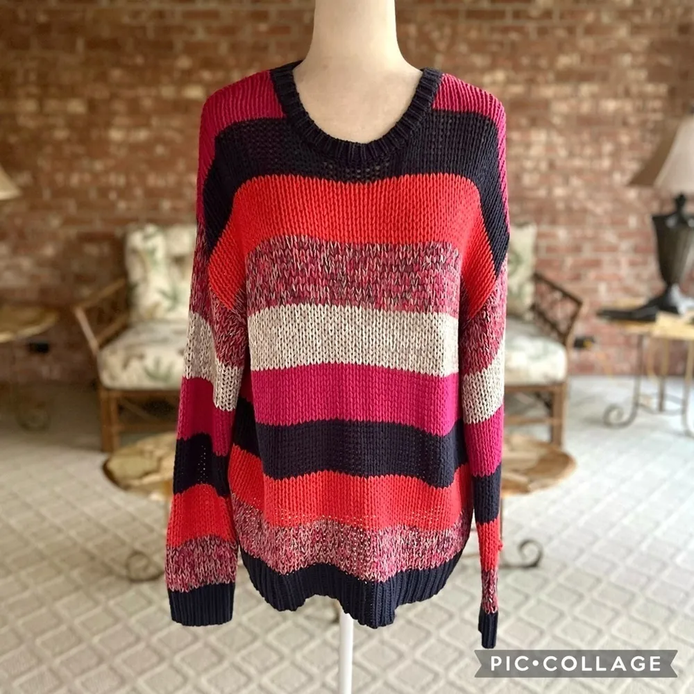 Stitches & Stripes Evereve Pink Blue Striped Knit Sweater M Size M - Image 3