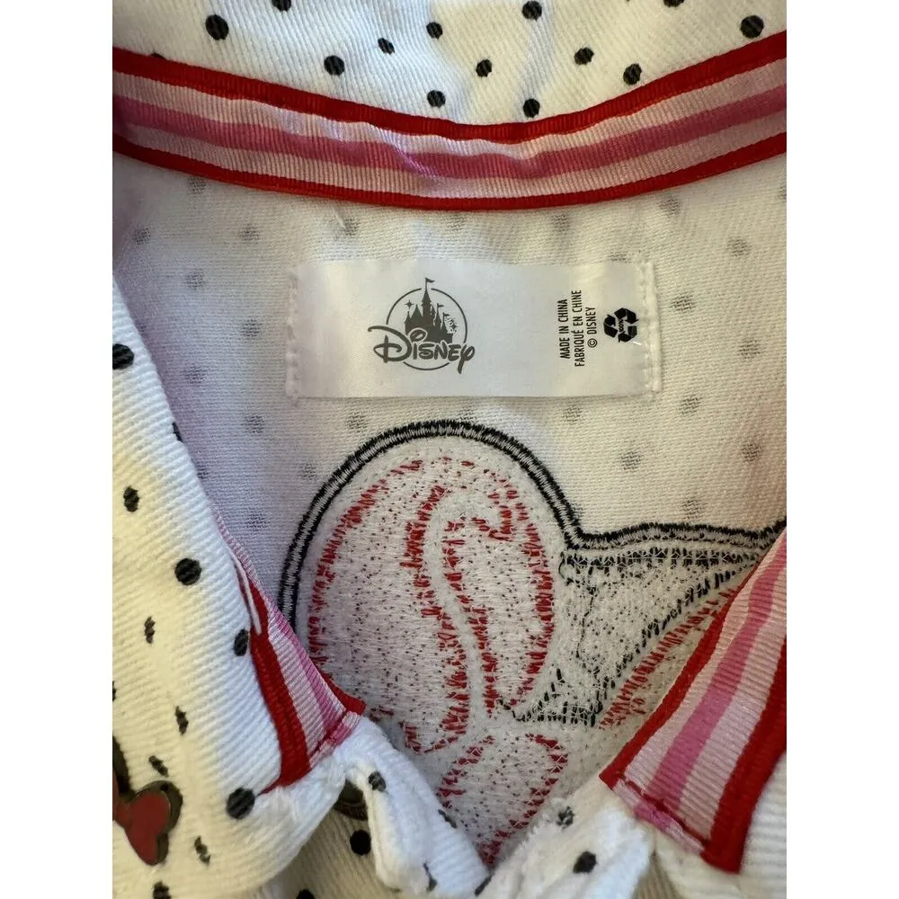 Disney Minnie Mouse Forever White Black Polka Dot Denim Sequin Jacket 1X - Image 6