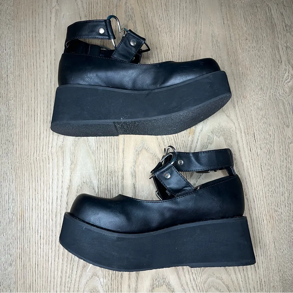 Demonia Sprite-02 Black Vegan Leather Platform Heart Mary Janes Women’s Size 6 - Image 9