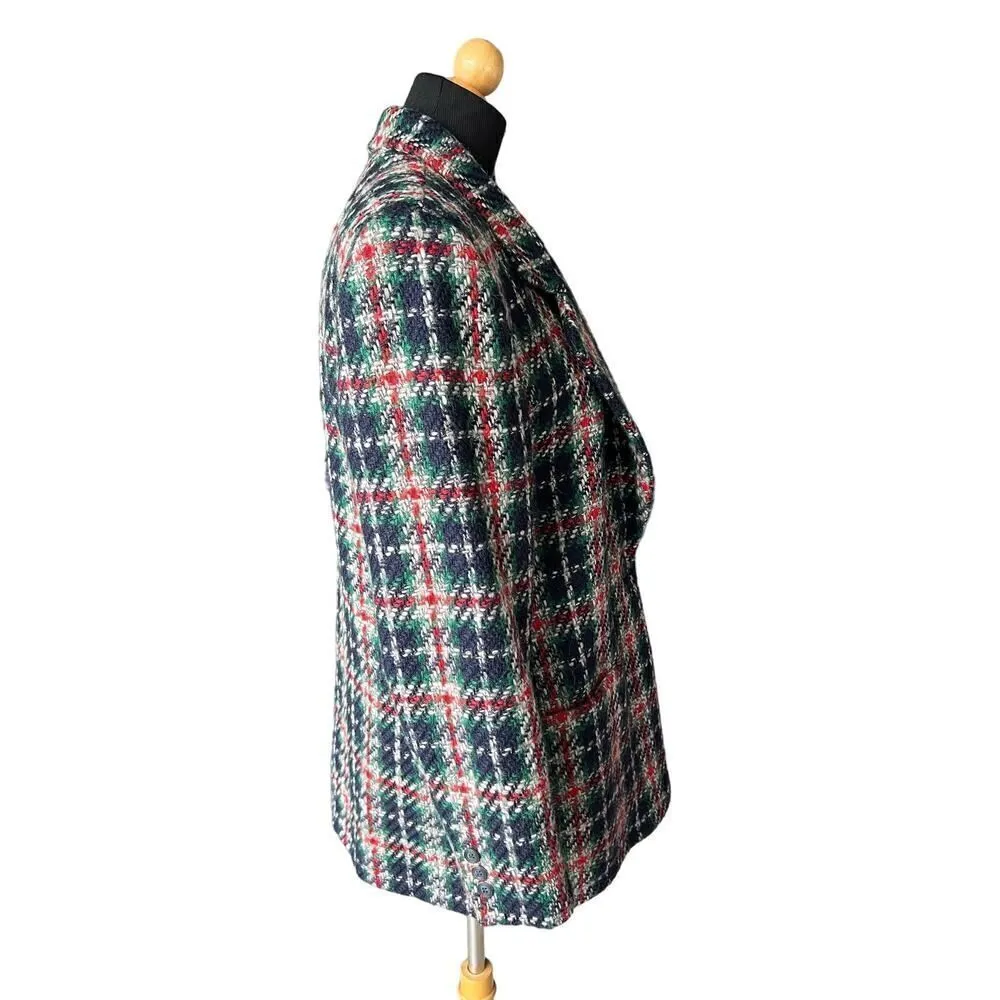 LIZ CLAIBORNE Blazer Jacket Womens Vintage Wool Plaid Academia Old Money Size 6 - Image 7