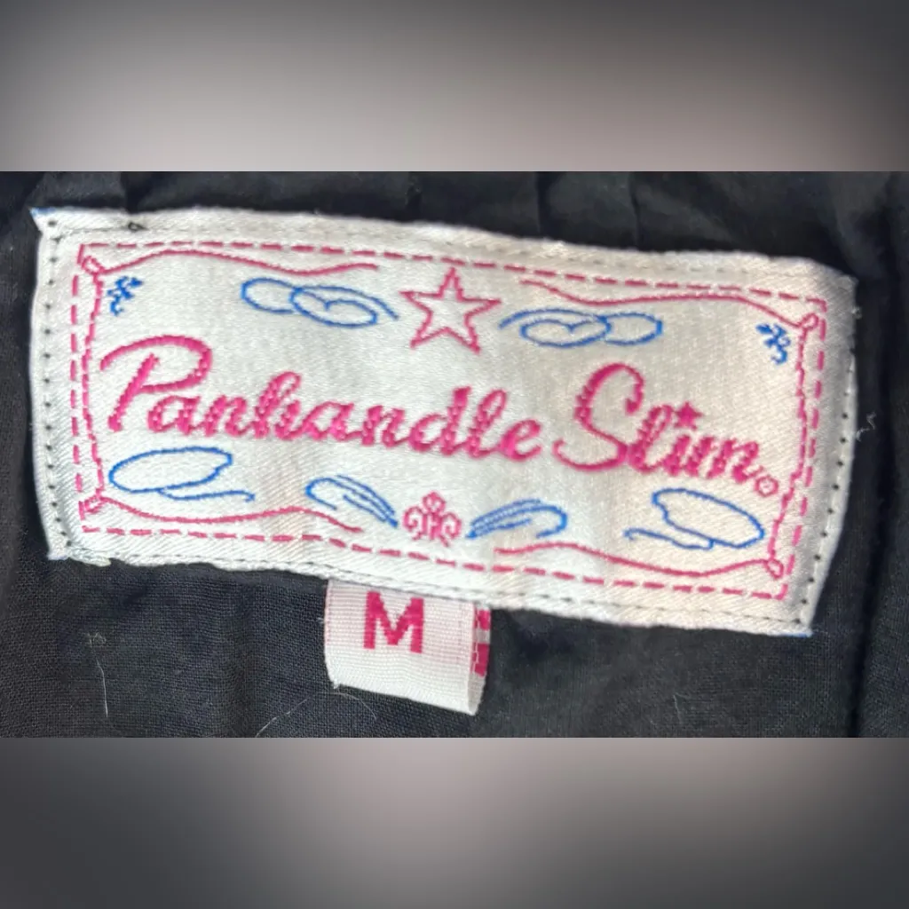 Panhandle Slim M Mexican Peasant Cotton Black Blouse with Floral Embroidery Size M - Image 4