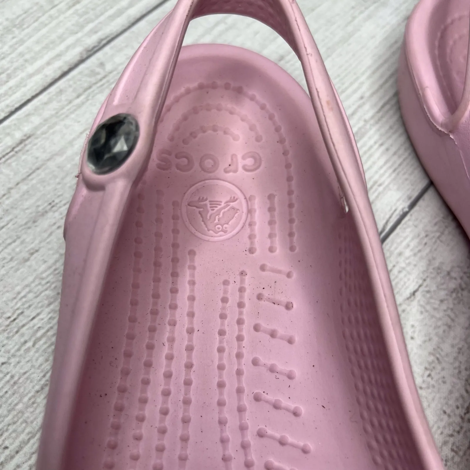 Crocs Ballerina Flats Pink Round Toe Slingback Loafers Rhinestone Size 6 Women's - Image 3