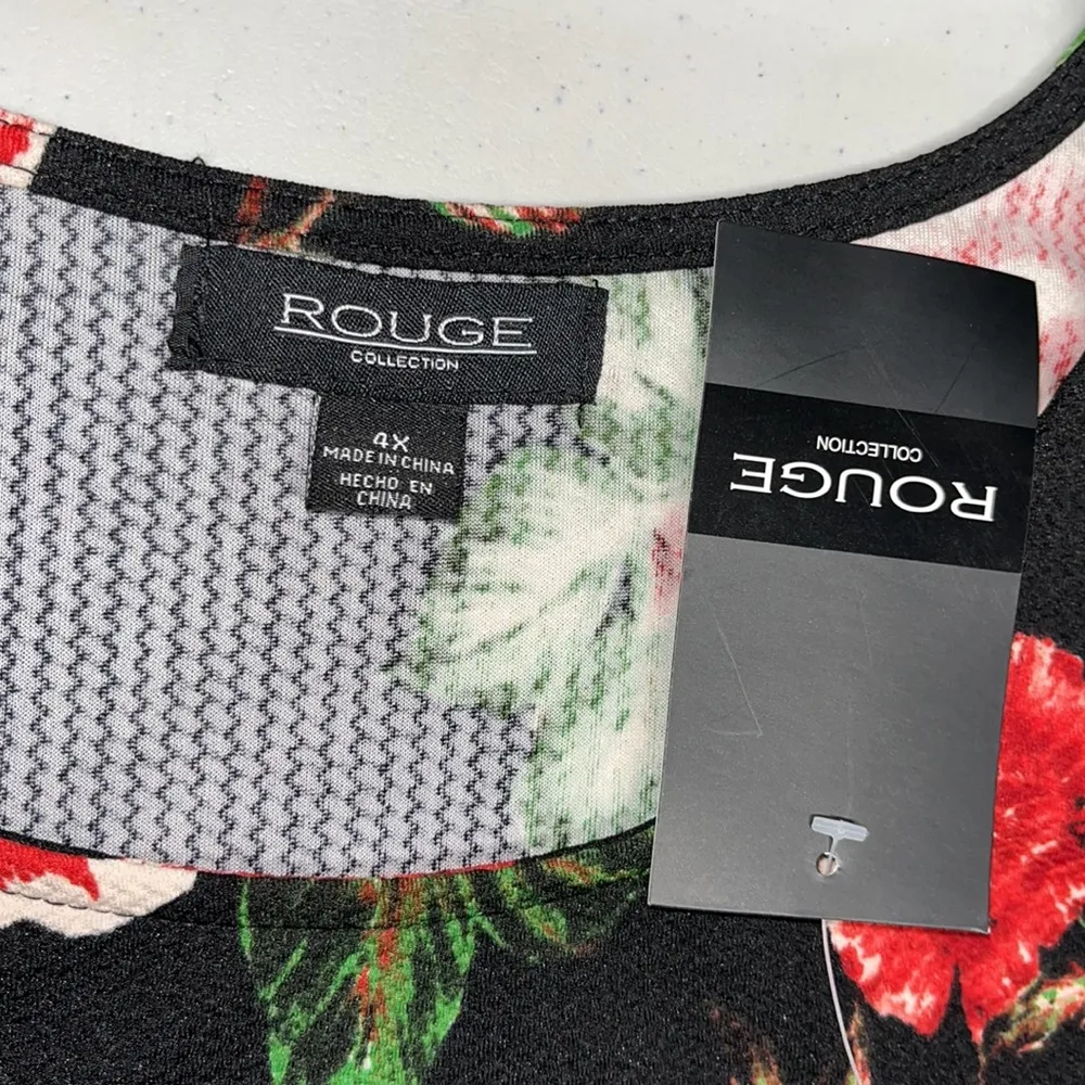 Rouge Collection NWT Size 4X Rose Floral Print Sleeveless Sheath Dress - Image 5