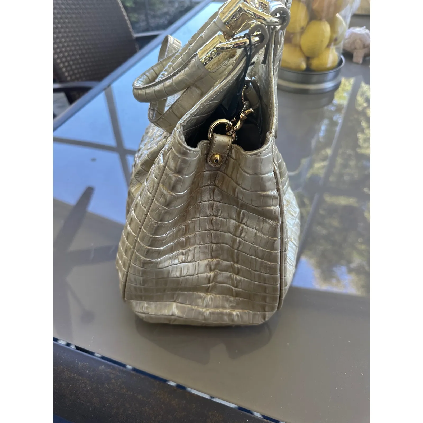 Brahmin Elissa Ginger Ale La Scala Crocodile Embossed Leather Satchel HandbagNWT - Image 7