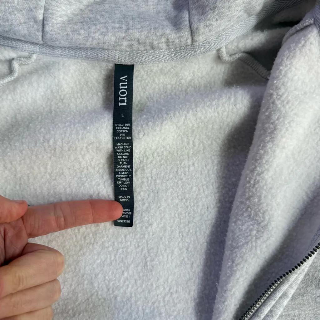 Vuori Restore Full Zip Oversized Athleisure Hoodie in Pale Grey Heather Sz L 🧡🍄 - Image 10