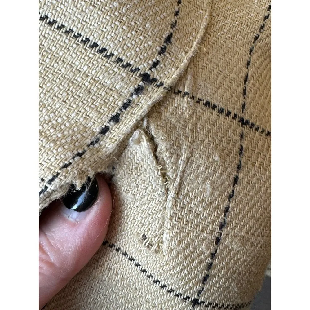 Max Mara Tan And Black Plaid Silk And‎ Linen Blend Two Button Blazer Size 12 - Image 12