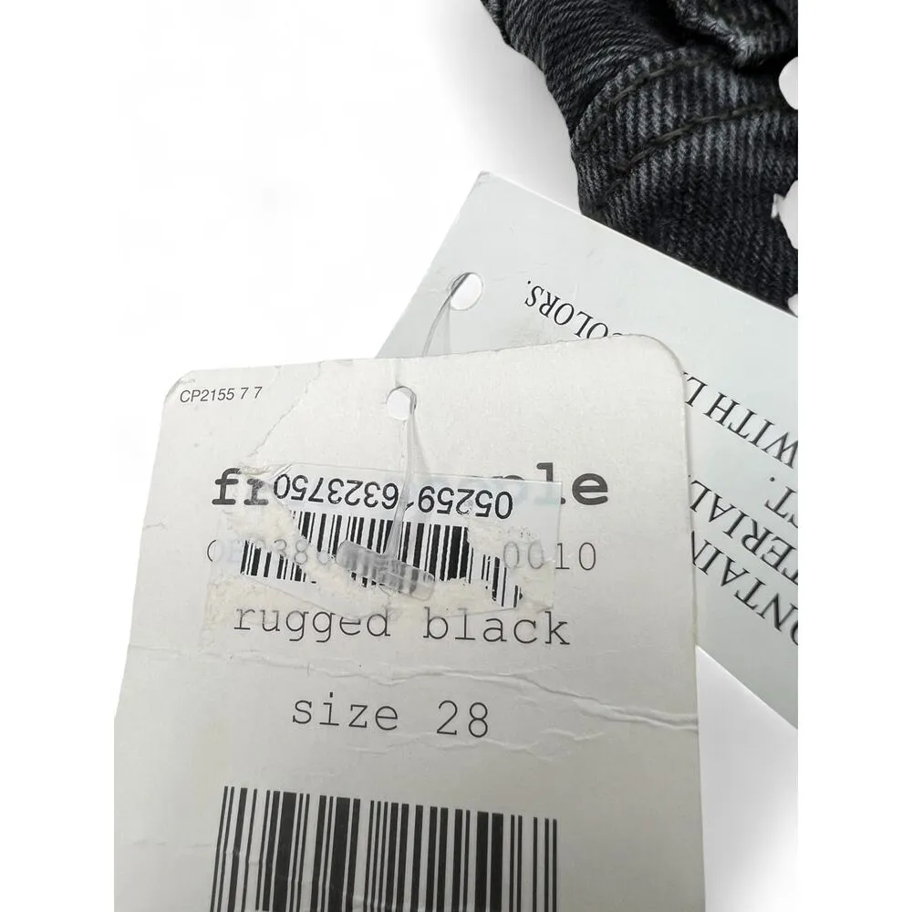 New FREE PEOPLE 28 Rugged black Jeans Straight Wide Leg 27 Inseam Women NWT - Image 3