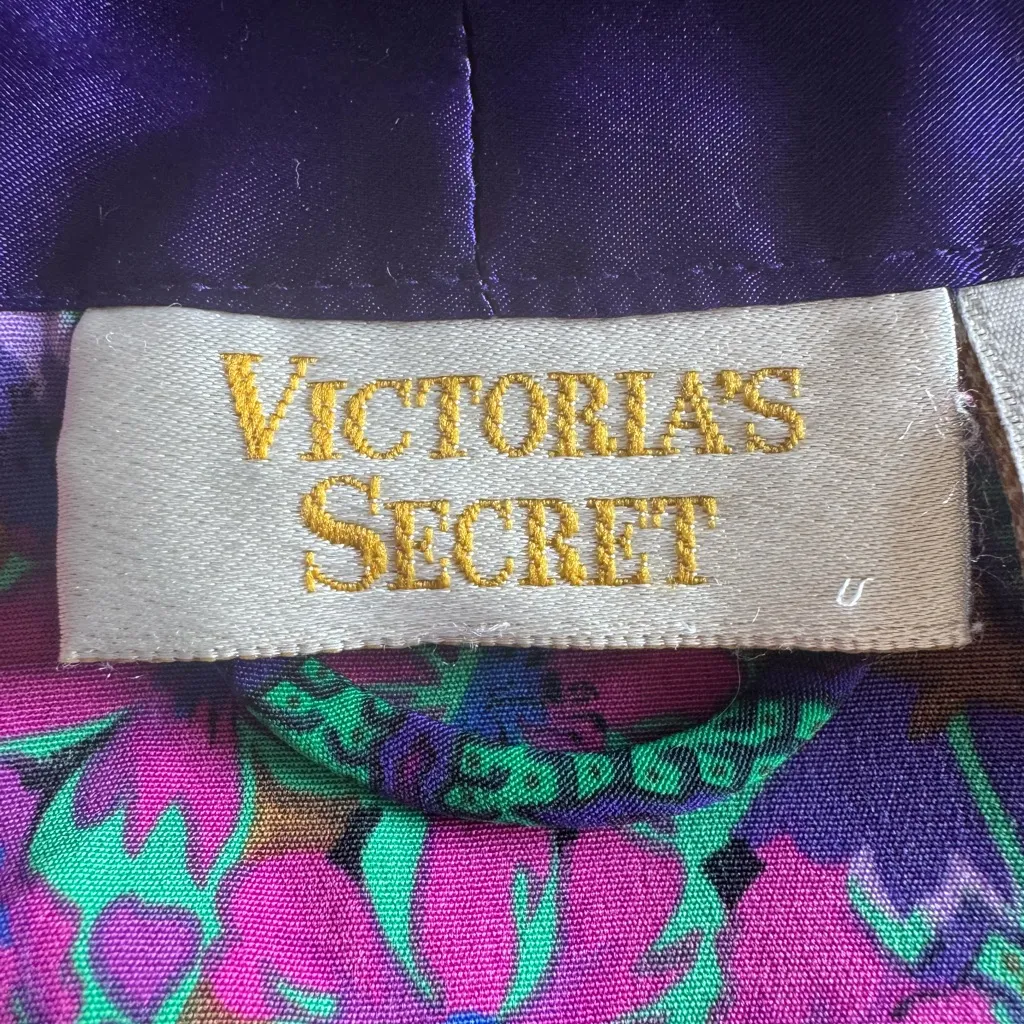Vintage Victoria’s Secret Gold Label Kimono Robe Paisley Floral pockets one size Green Size undefined - Image 6