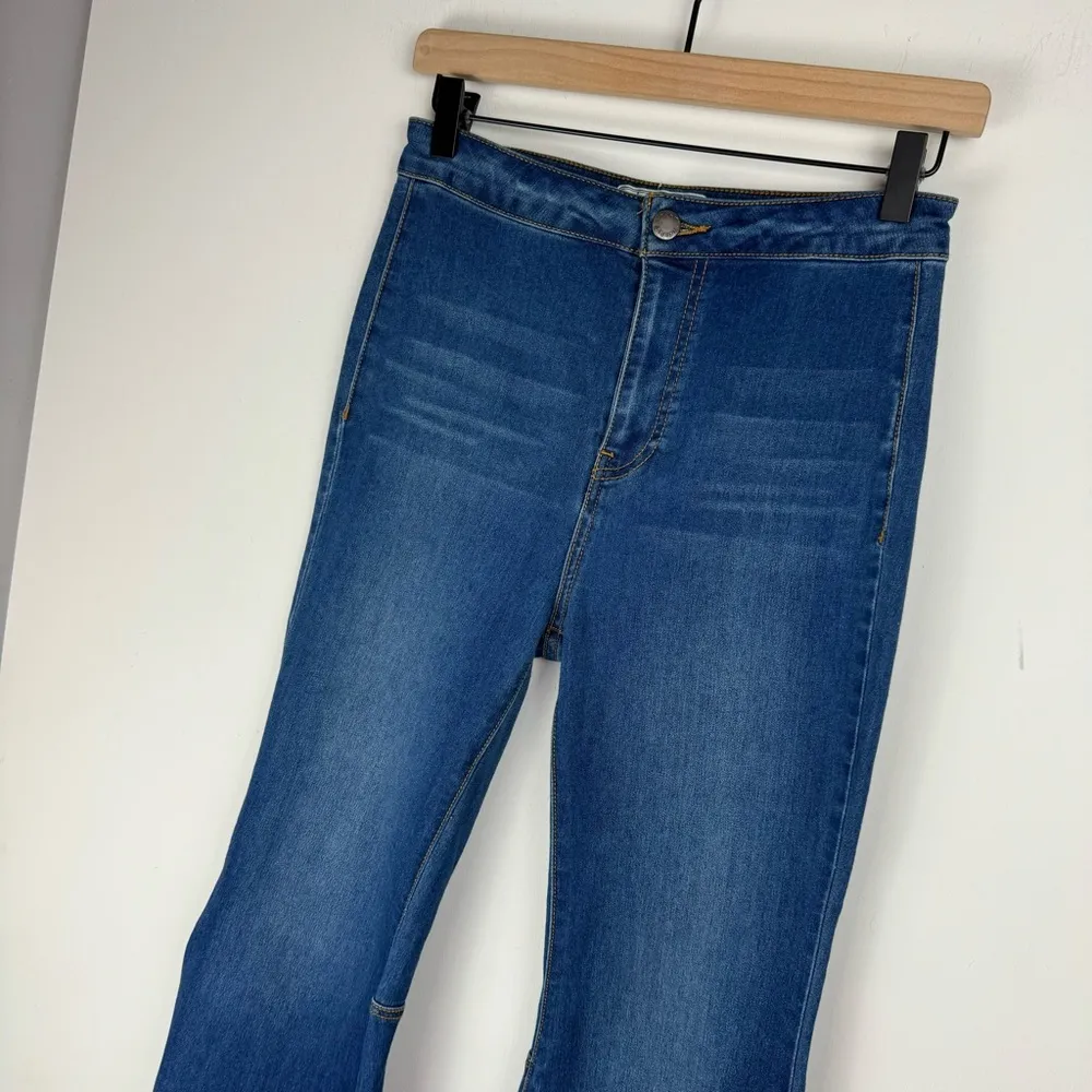 Free People Just Float On Flare Jeans Sz 26 Dark Wash Denim Stretch Western - Image 7