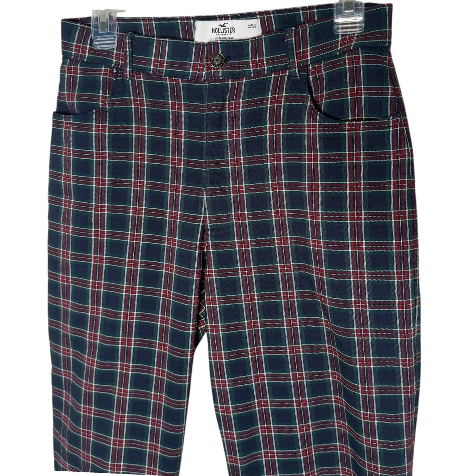 Hollister Ultra High Rise Plaid Pants Womens M Stretch Career Academia‎ Striped - Image 4