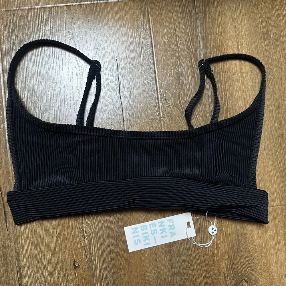 NWT  Gavin Ribbed Bikini Top in Black Size Medium - Image 2