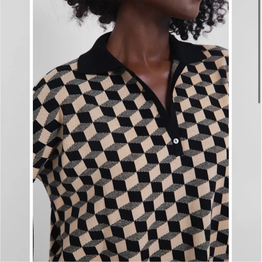 Tuckernuck Onyx and Camel Knit Geo Clayton Polo in Black Camel Geo XL/Xxl - Image 4