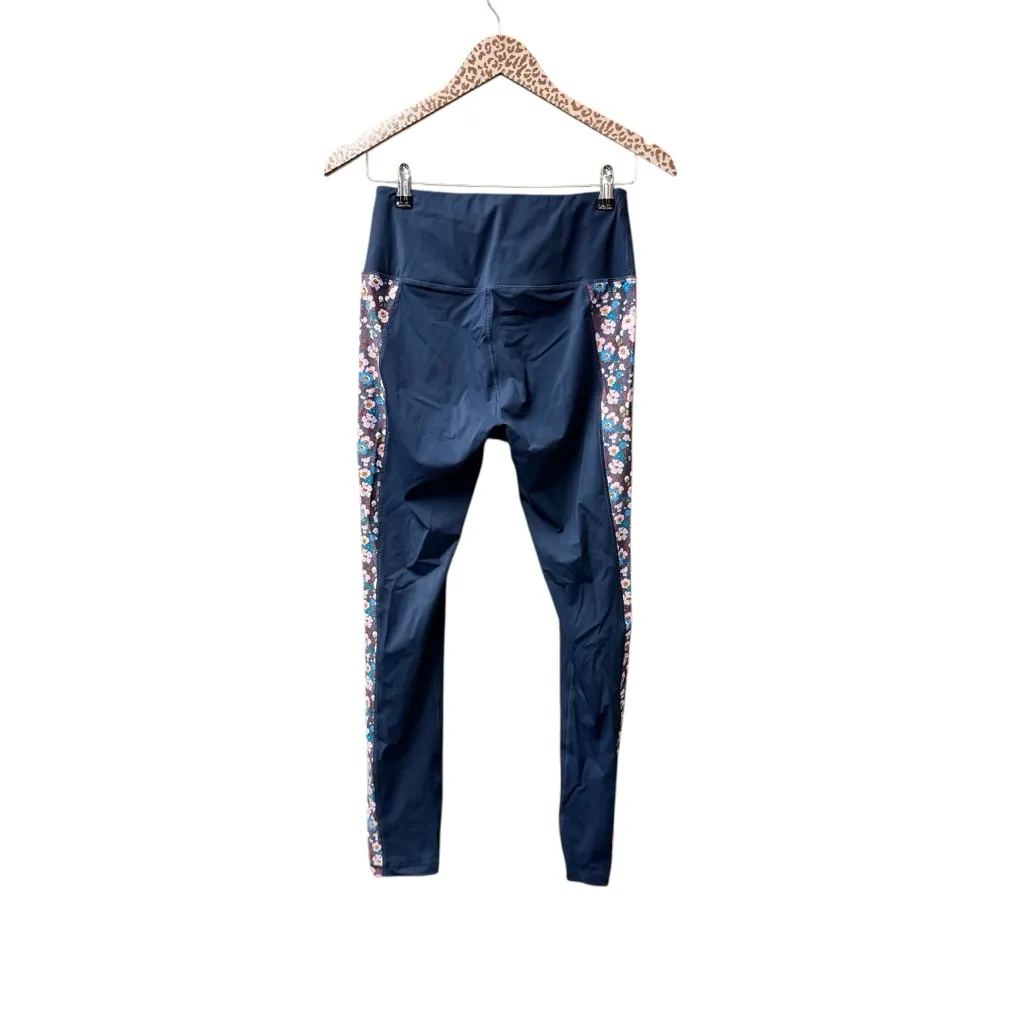 Liberty London Floral Side Pants Workout Leggings Navy Blue Small - Image 4