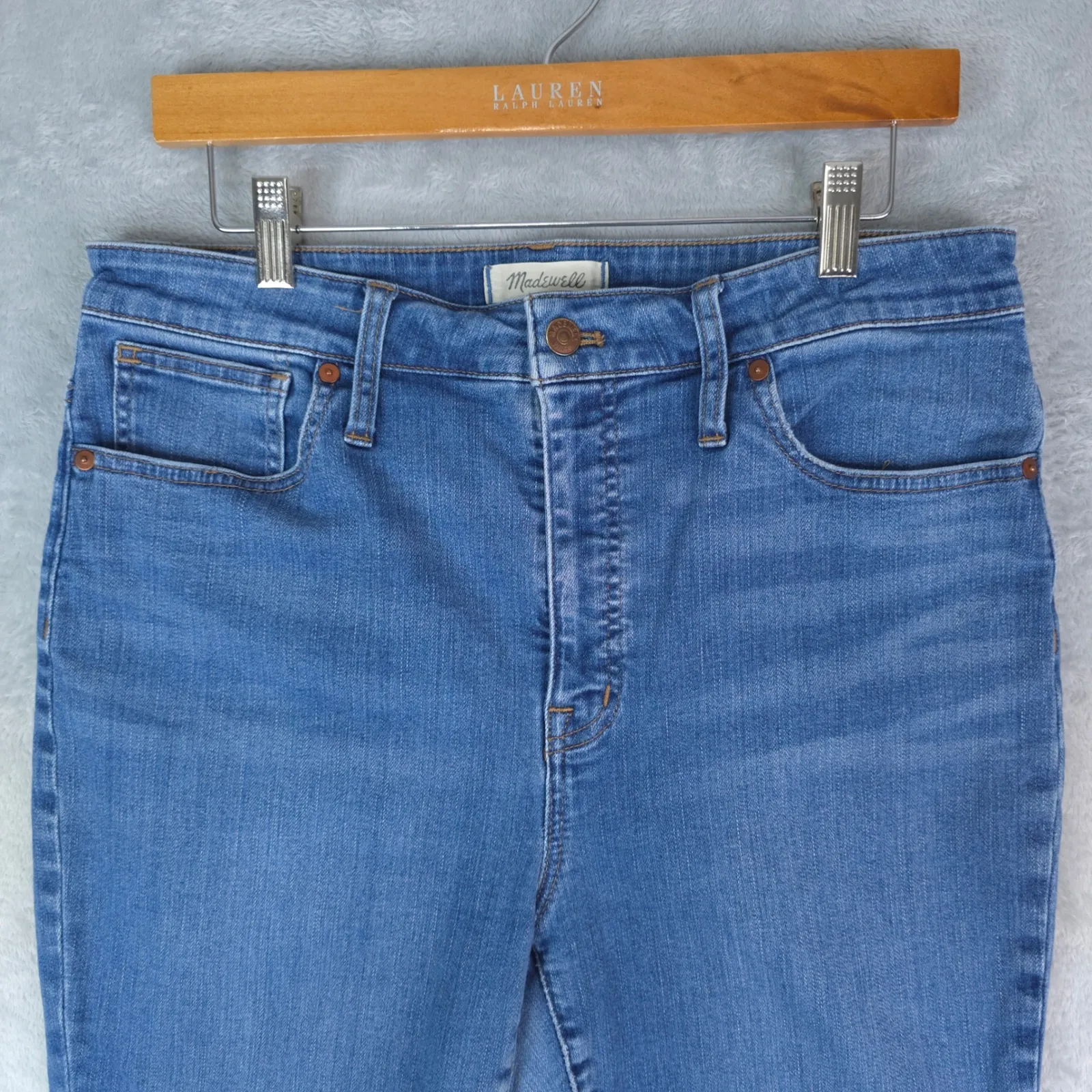 Madewell Jeans Womens 31 (33x25) Curvy High Rise Skinny Crop Blue Denim Casual - Image 3