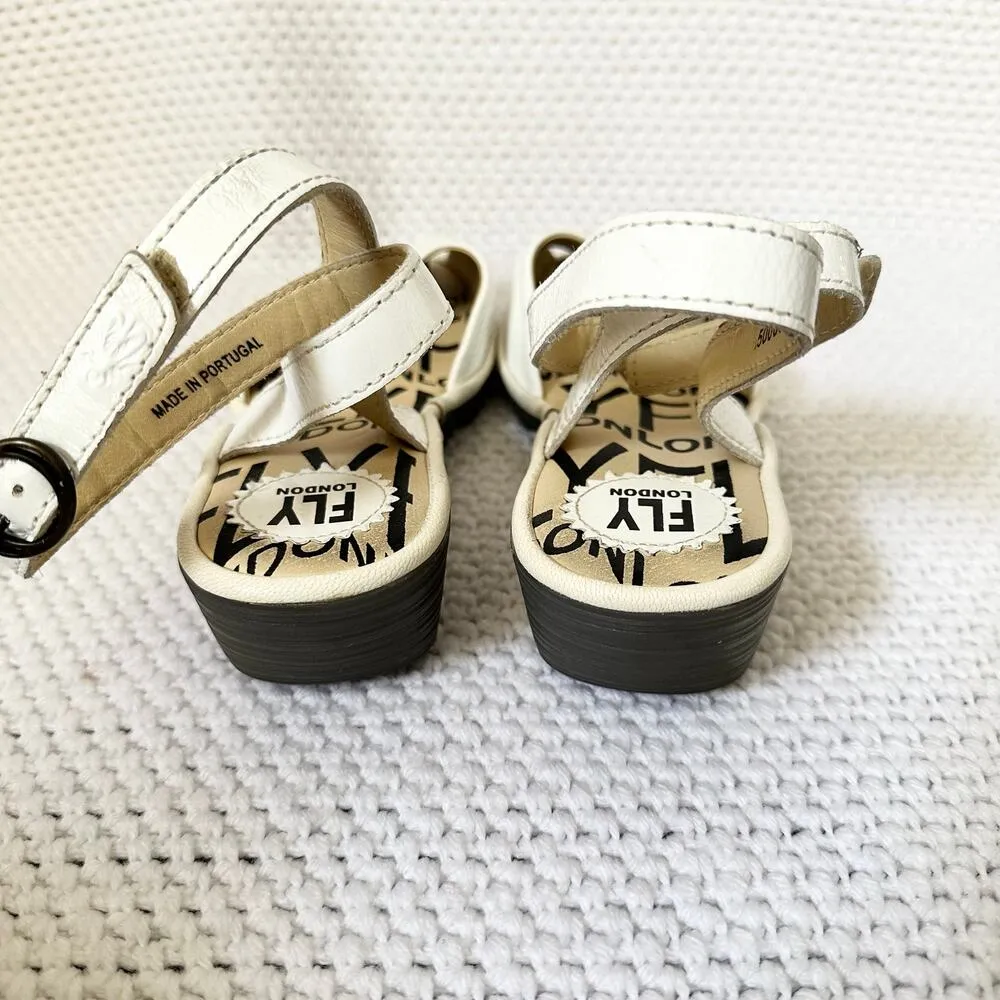 Fly London White Patent Upper Popa Wrap Ankle Peep Toe Low Wedge Sandals 41 - Image 7