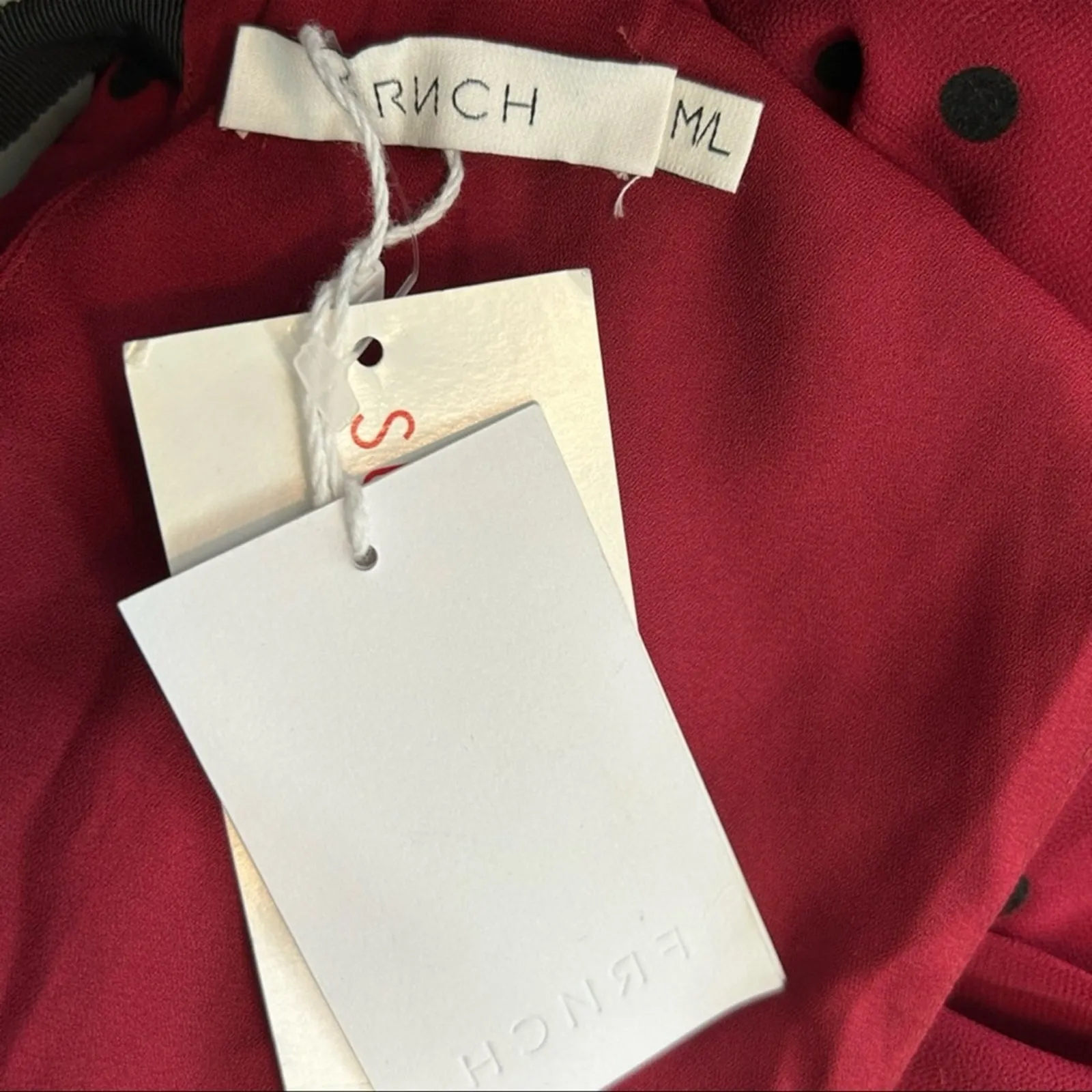 FRNCH Paris Red & Black Polka Dot Sleeveless Blouse NWT M/L – Tie-Back - Image 9