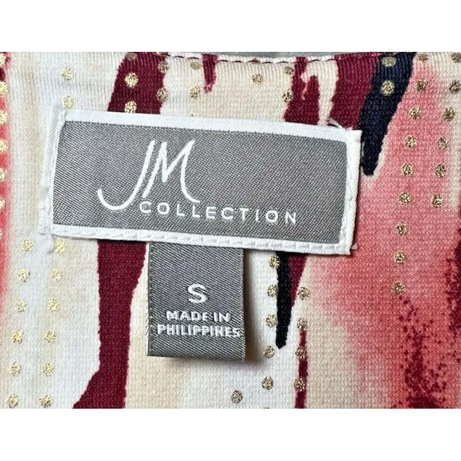 JM Collection Pullover Top Maroon Pink Multicolor Womens Size‎ Small Chain Tie - Image 5