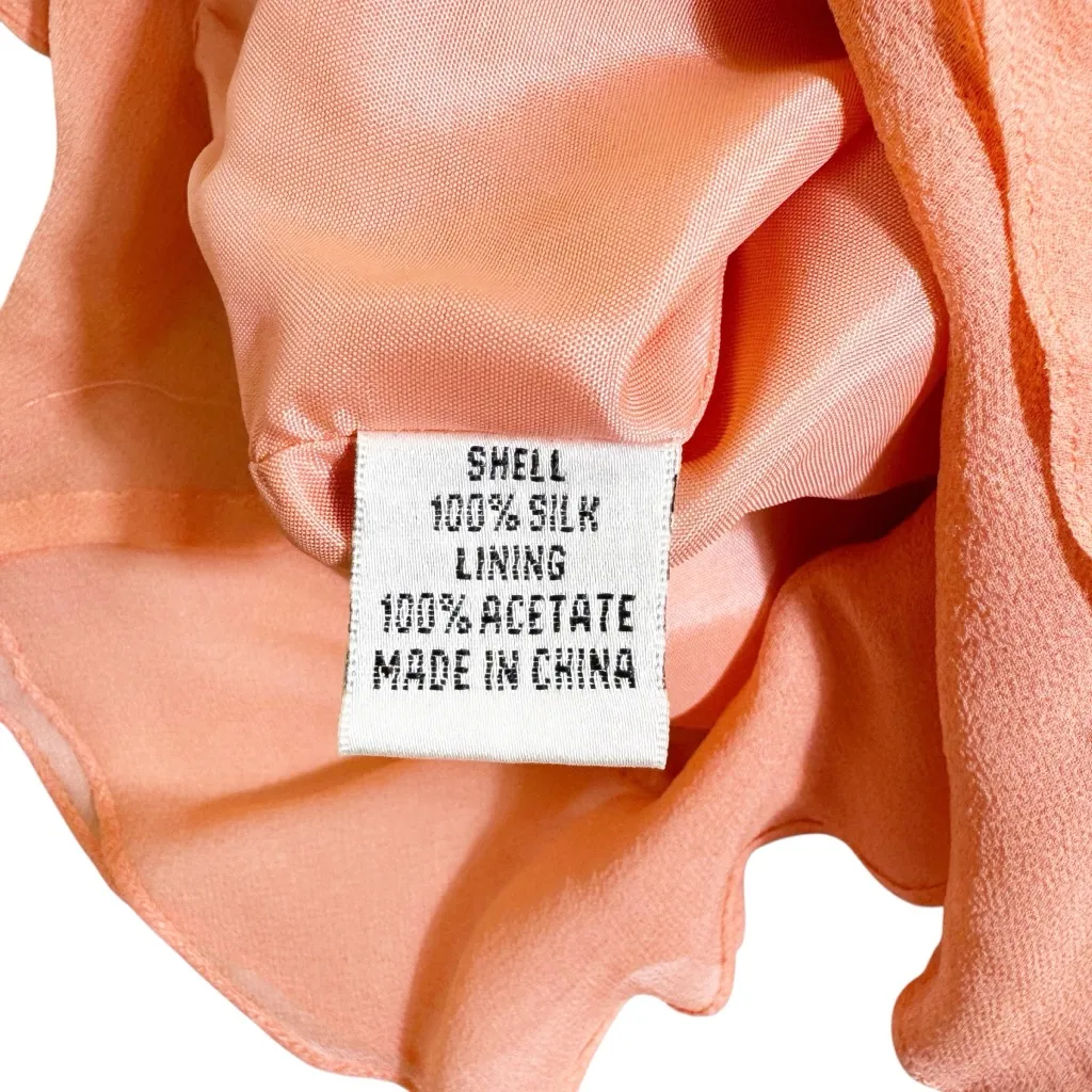 Cache 100% Silk Vintage Coral Ruffle Layered Camisole Tank Top Size 4 - Image 7